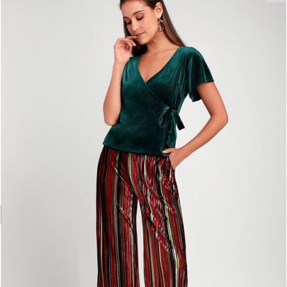 Lulus Forest Green Velvet Top - Picture 2 of 4